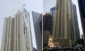 آتش سوزی در برج سلافه دبی در دبی مارینا