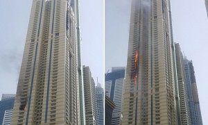 آتش سوزی در برج سلافه دبی در دبی مارینا